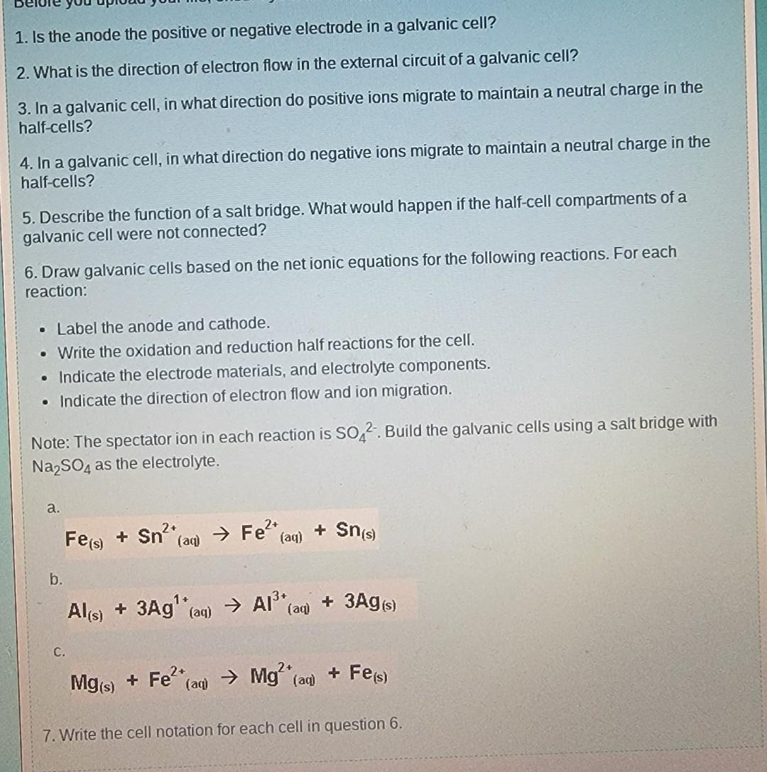 [Solved] 1. Is the anode the positive or negative