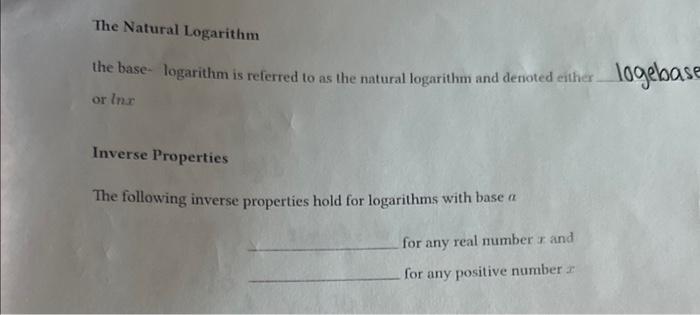 what is the value of base of natural logarithm