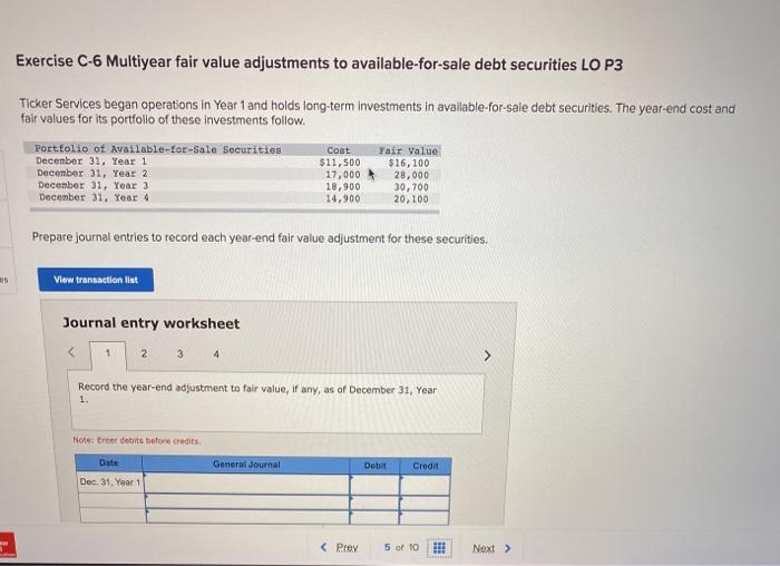Solved Exercise C-6 Multiyear fair value adjustments to | Chegg.com