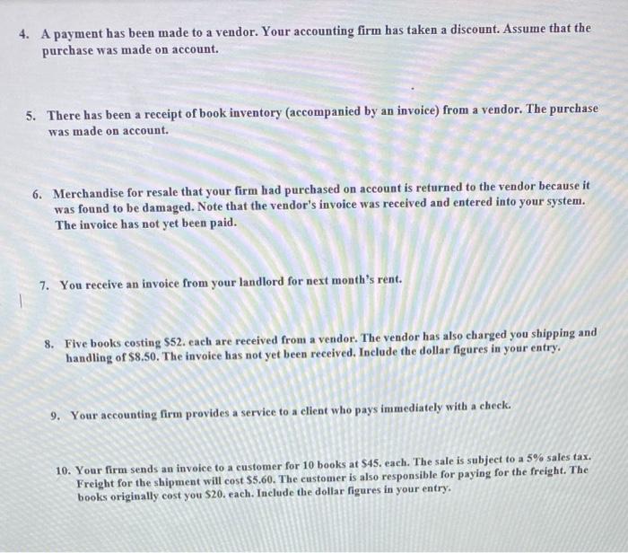 Solved Accounting Transactions For each of the following Chegg