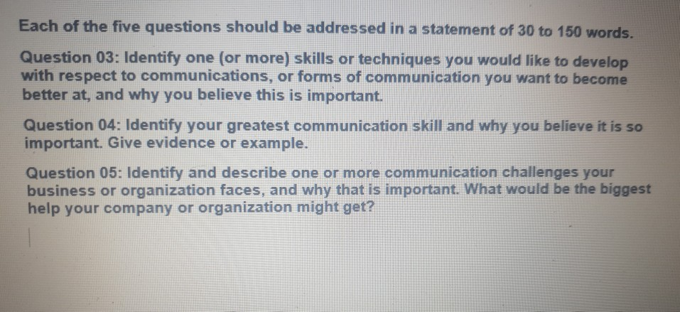Solved Each of the five questions should be addressed in a | Chegg.com