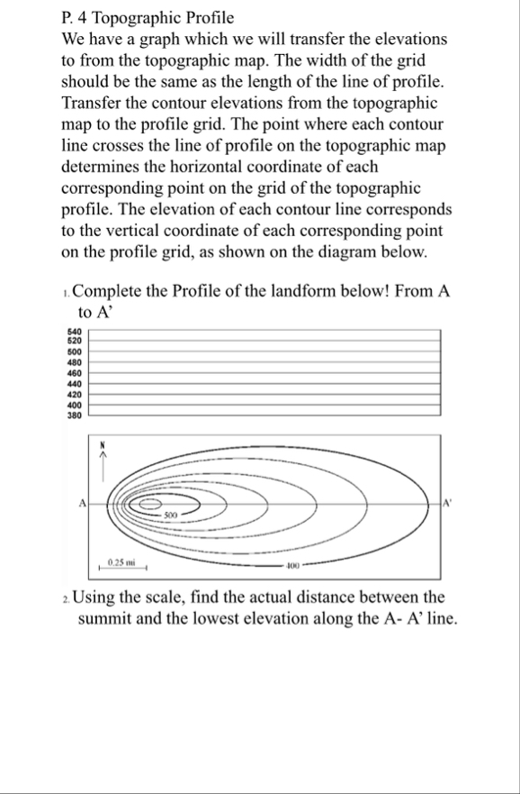Solved P. 4 ﻿Topographic ProfileWe have a graph which we | Chegg.com