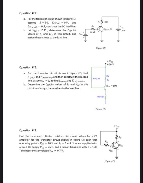 Solved Question #1: A. For The Transistor Circuit Shown In | Chegg.com