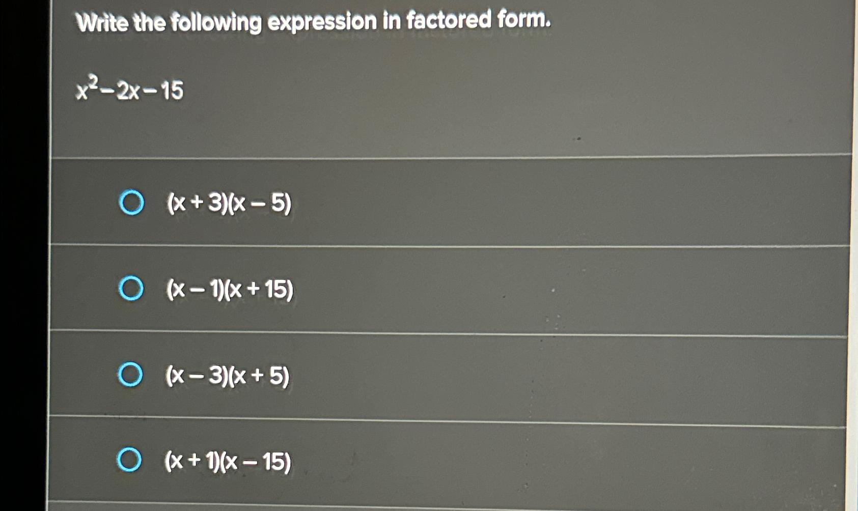 Solved Write The Following Expression In Factored | Chegg.com