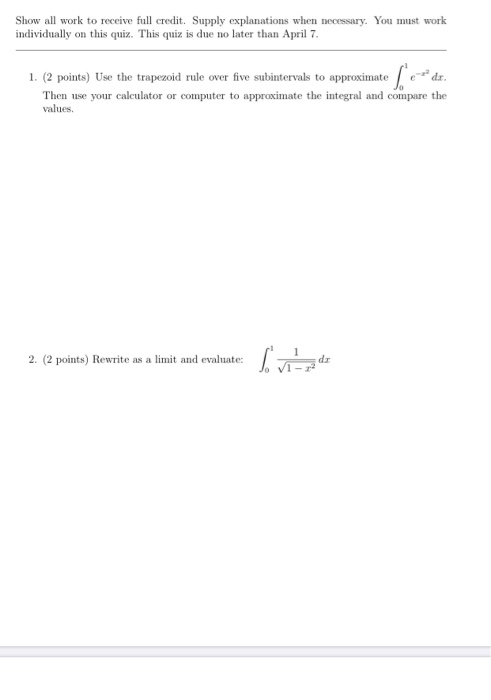 Solved Show all work to receive full credit. Supply | Chegg.com