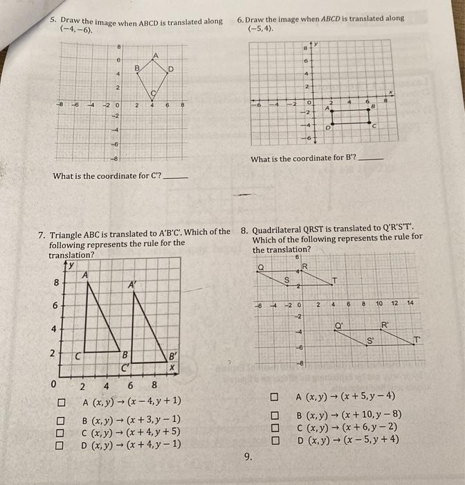 Solved S. Draw the image when ABCD is translated along | Chegg.com