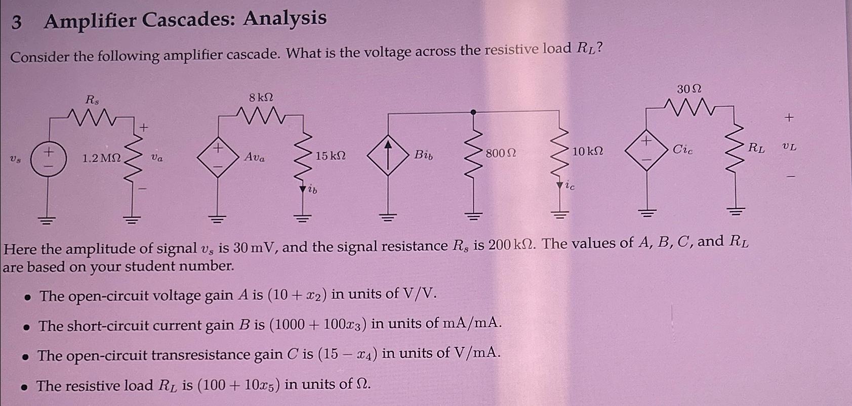 Solved R1=2kΩR2=1kΩR3=5kΩR4=6kΩR5=5kΩ3 ﻿Amplifier Cascades: | Chegg.com