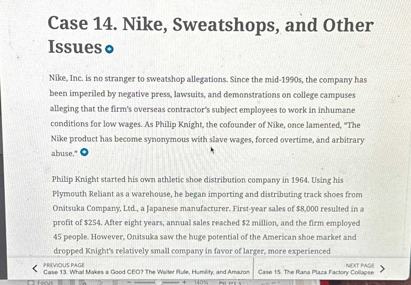 Solved Case 14. ﻿Nike, and Other IssuesNike,