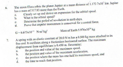 Solved The moon Elara orbits the planet Jupiter at a mean | Chegg.com