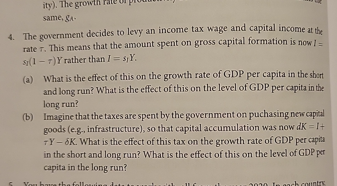 Solved same, gA.4. The government decides to levy an income | Chegg.com