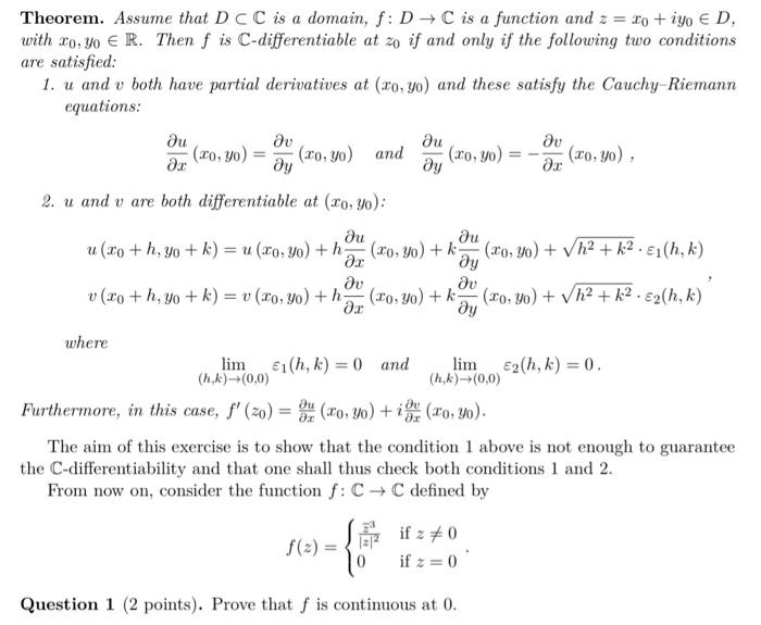 Solved Given a domain D⊂C and a function f:D→C, we define | Chegg.com