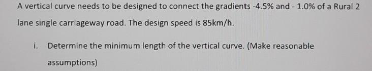 Solved A vertical curve needs to be designed to connect the | Chegg.com