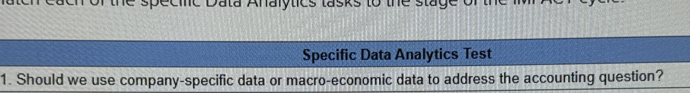 Solved Specific Data Analytics TestShould we use | Chegg.com