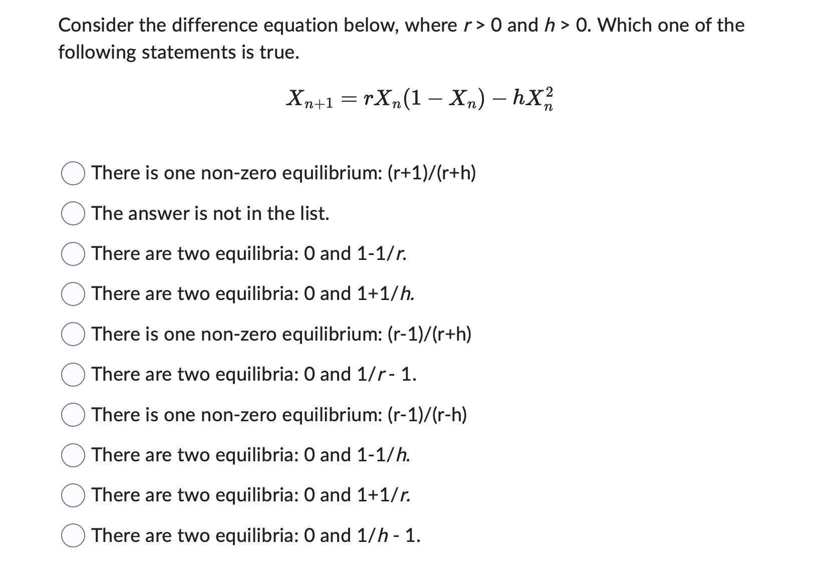 Solved Consider the difference equation below, where r>0 | Chegg.com