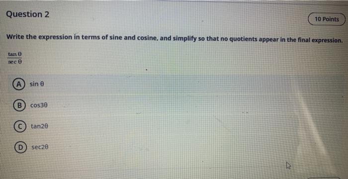 Solved Test Content Question 1 Find the exact value of the | Chegg.com
