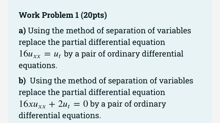 Solved (Differential Equations and partial differential | Chegg.com