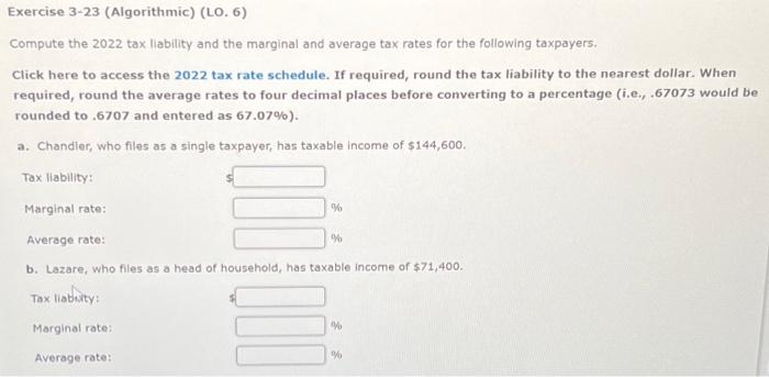 Solved Compute The 2022 Tax Liability And The Marginal And | Chegg.com