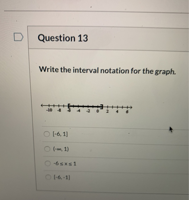 Solved Question 13 Write the interval notation for the | Chegg.com