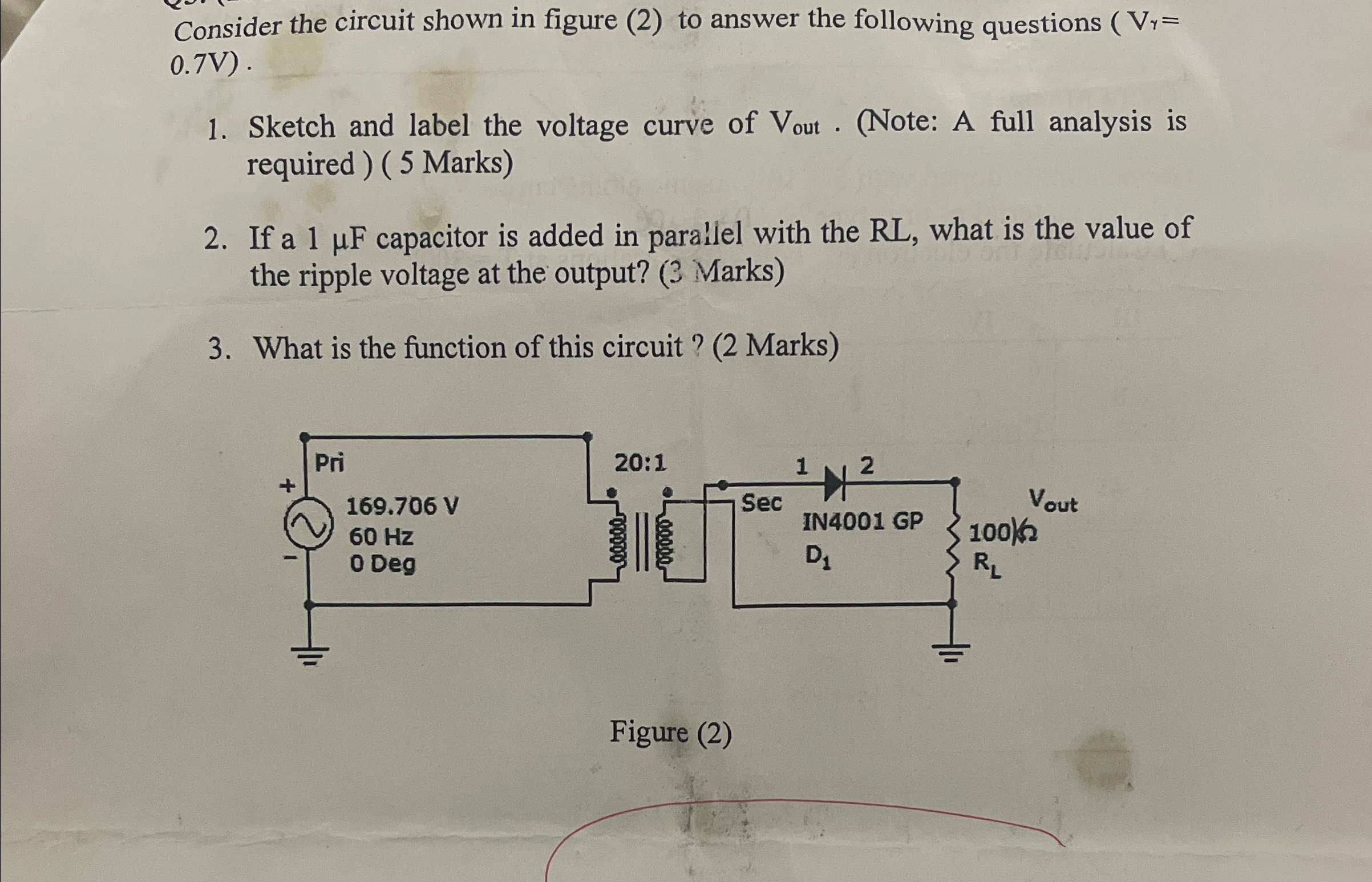 Solved Consider the circuit shown in figure (2) ﻿to answer | Chegg.com