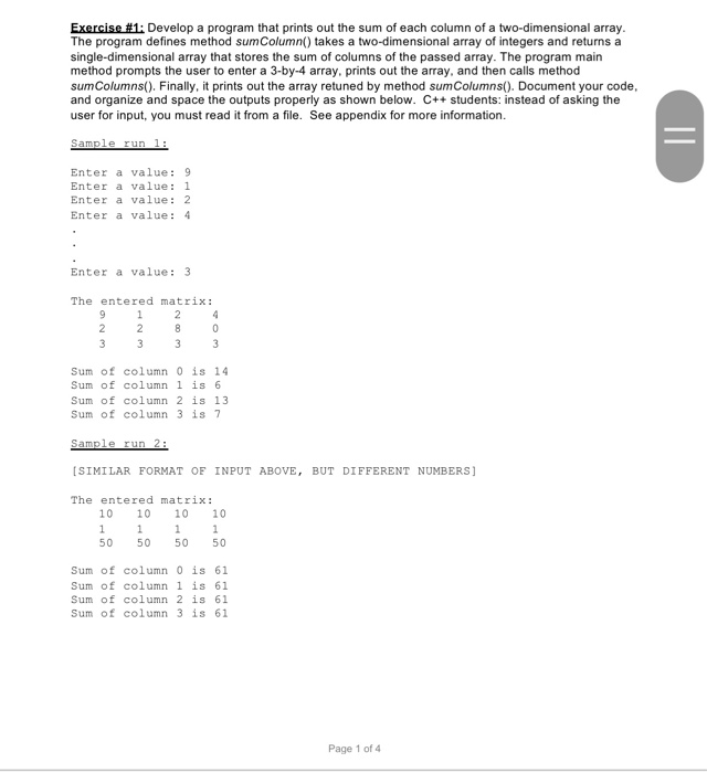 Solved Exercise #1: Develop a program that prints out the | Chegg.com