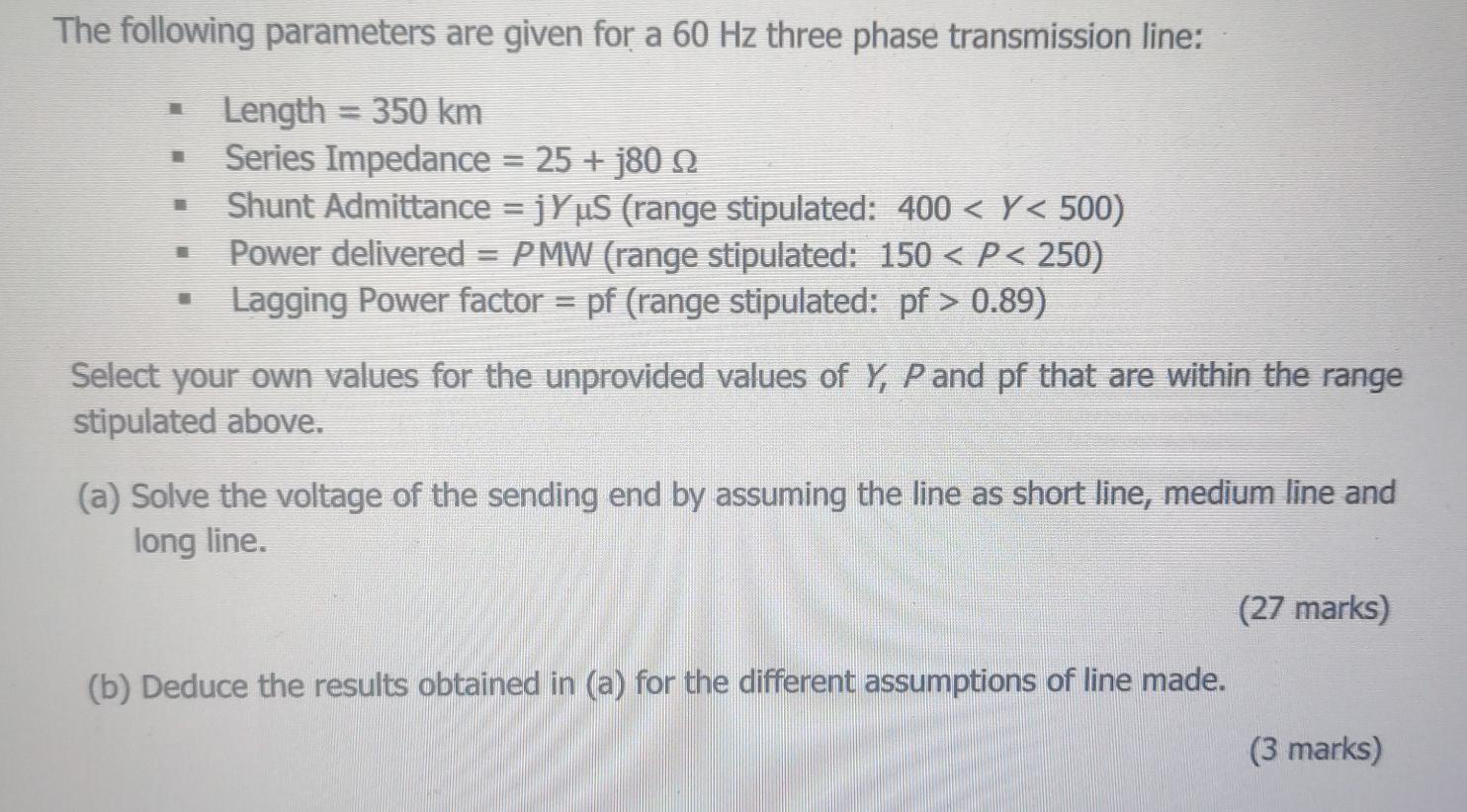 Solved The following parameters are given for a 60 Hz three | Chegg.com