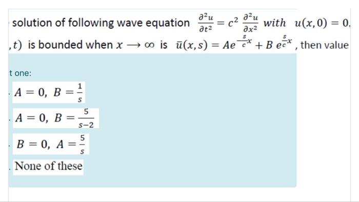 Solved Aาน Au Solution Of Following Wave Equation With U Chegg Com