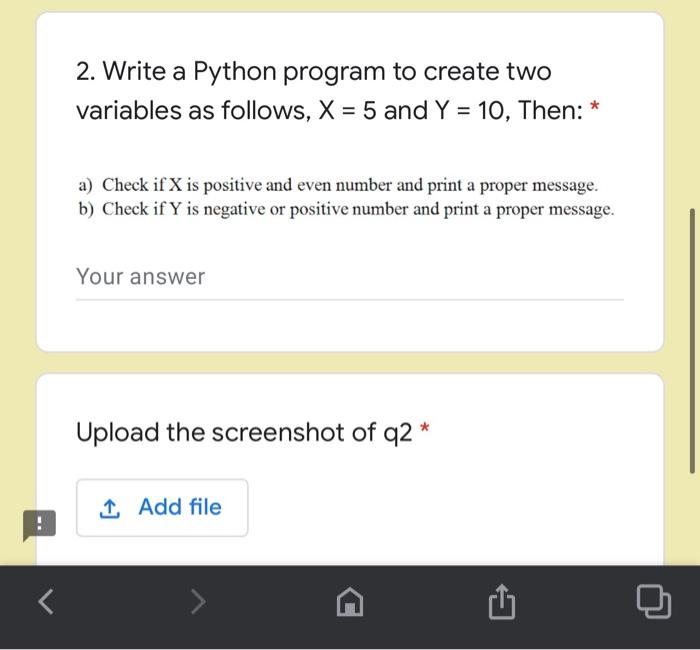 Solved 1. Write a Python program to create a variable x as | Chegg.com