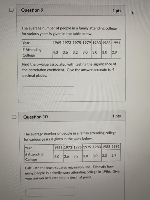 Solved D Question 9 1 pts The average number of people in a | Chegg.com