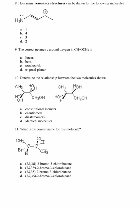 Solved 8. How Many Resonance Structures Can Be Drawn For The | Chegg.com