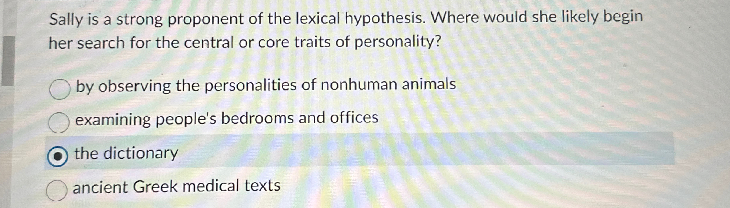 Solved Sally is a strong proponent of the lexical | Chegg.com