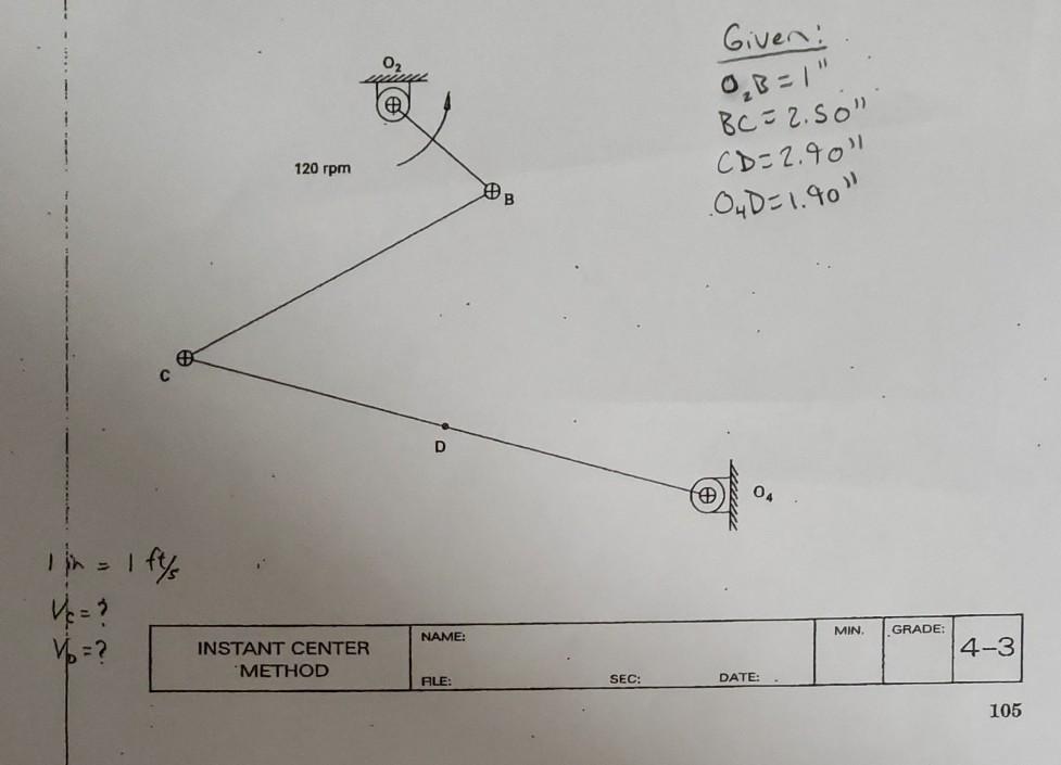 Solved Solve for Vc and VD using instant center | Chegg.com