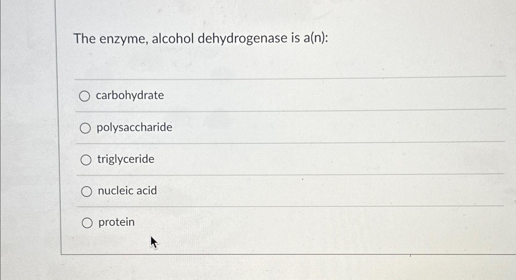 Solved The enzyme, alcohol dehydrogenase is