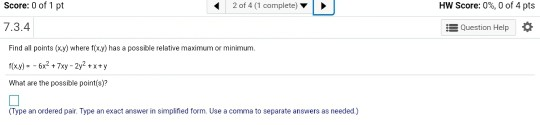 Solved Score: 0 of 1 pt 2 of 4 (1 complete) HW Score: 0%, 0 | Chegg.com