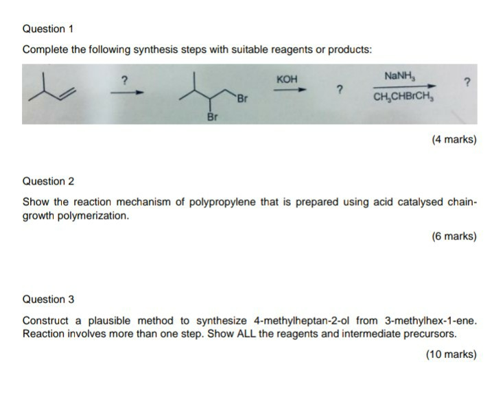 Solved Question 1 Complete The Following Synthesis | Chegg.com