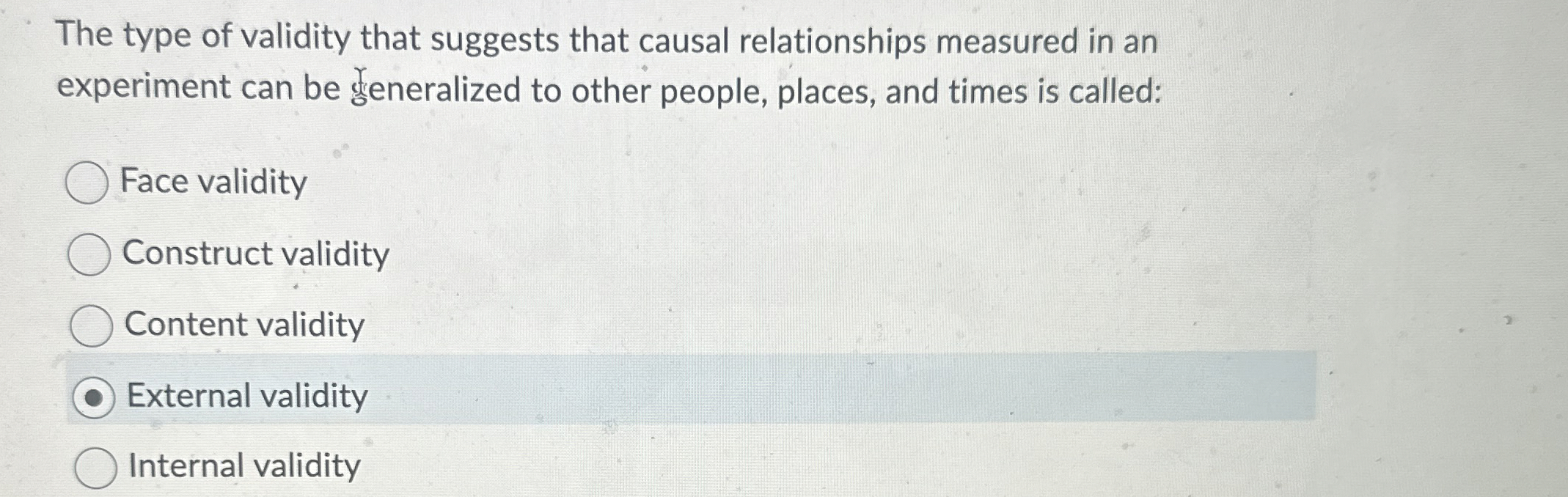 Solved The type of validity that suggests that causal | Chegg.com