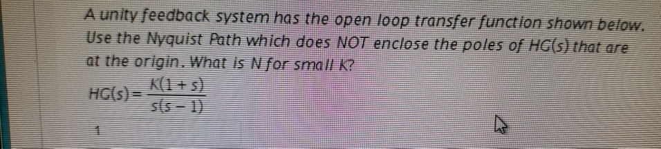 Solved A unity feedback system has the open loop transfer | Chegg.com