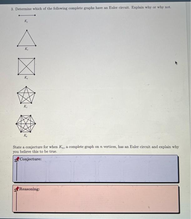 Solved 3. Determine which of the following complete graphs | Chegg.com