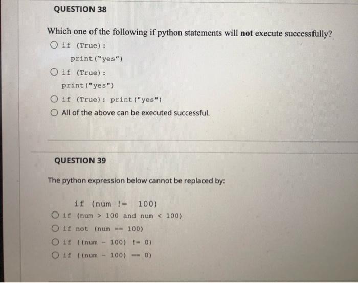 Solved QUESTION 36 How many time will the following python | Chegg.com
