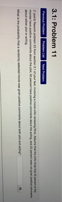 Solved 3.1: Problem 11 Previous Problem Problem List Next | Chegg.com