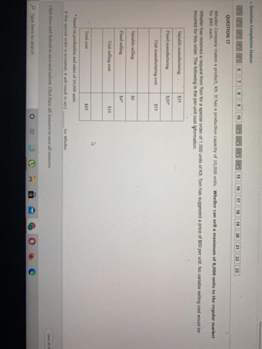Solved Question Completion Status: 6 7 10 15 16 17 18 19 20 | Chegg.com
