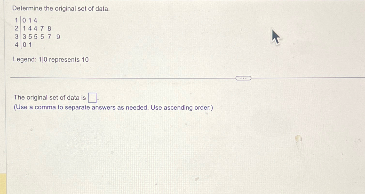 Solved Determine the original set of data.Legend 10