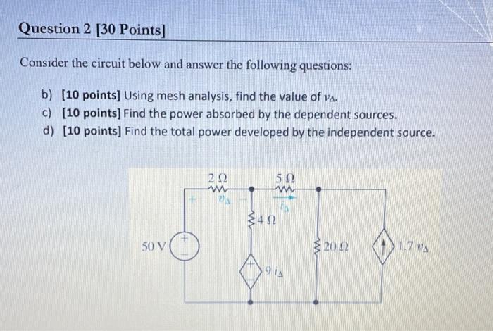 Solved Question 1 [40 Points] In the circuit below, do the | Chegg.com