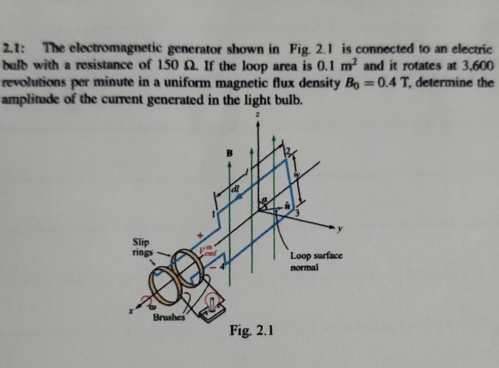 Solved 2.1: The electromagnetic generator shown in Fig. 2.1 | Chegg.com