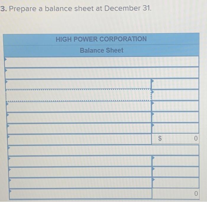 Solved 3. Prepare a balance sheet at December 31 | Chegg.com