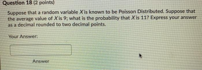 Solved Question 18 (2 points) Suppose that a random variable | Chegg.com
