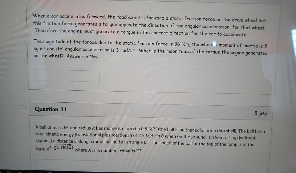 Solved When a car accelerates forward, the road exert a