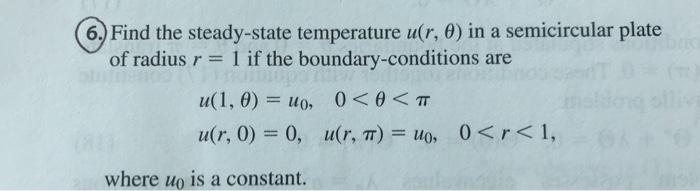 Solved 6 Find The Steady State Temperature U R 0 In A Chegg Com