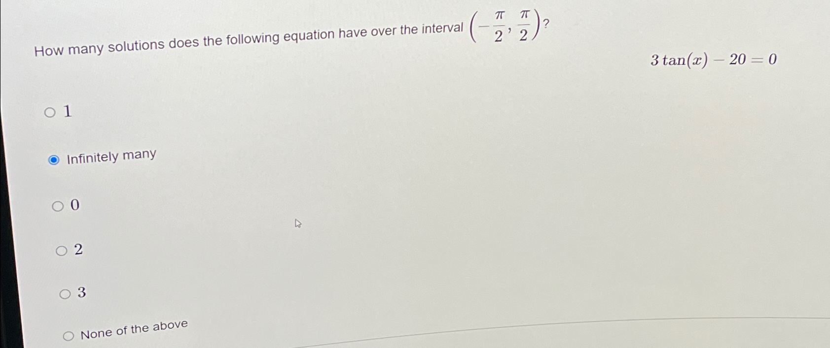 Solved How many solutions does the following equation have | Chegg.com