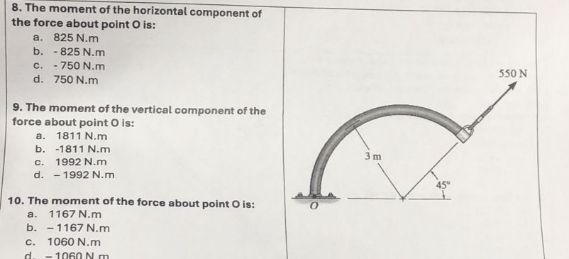 Solved by an EXPERT The moment of the horizontal component of the force ...