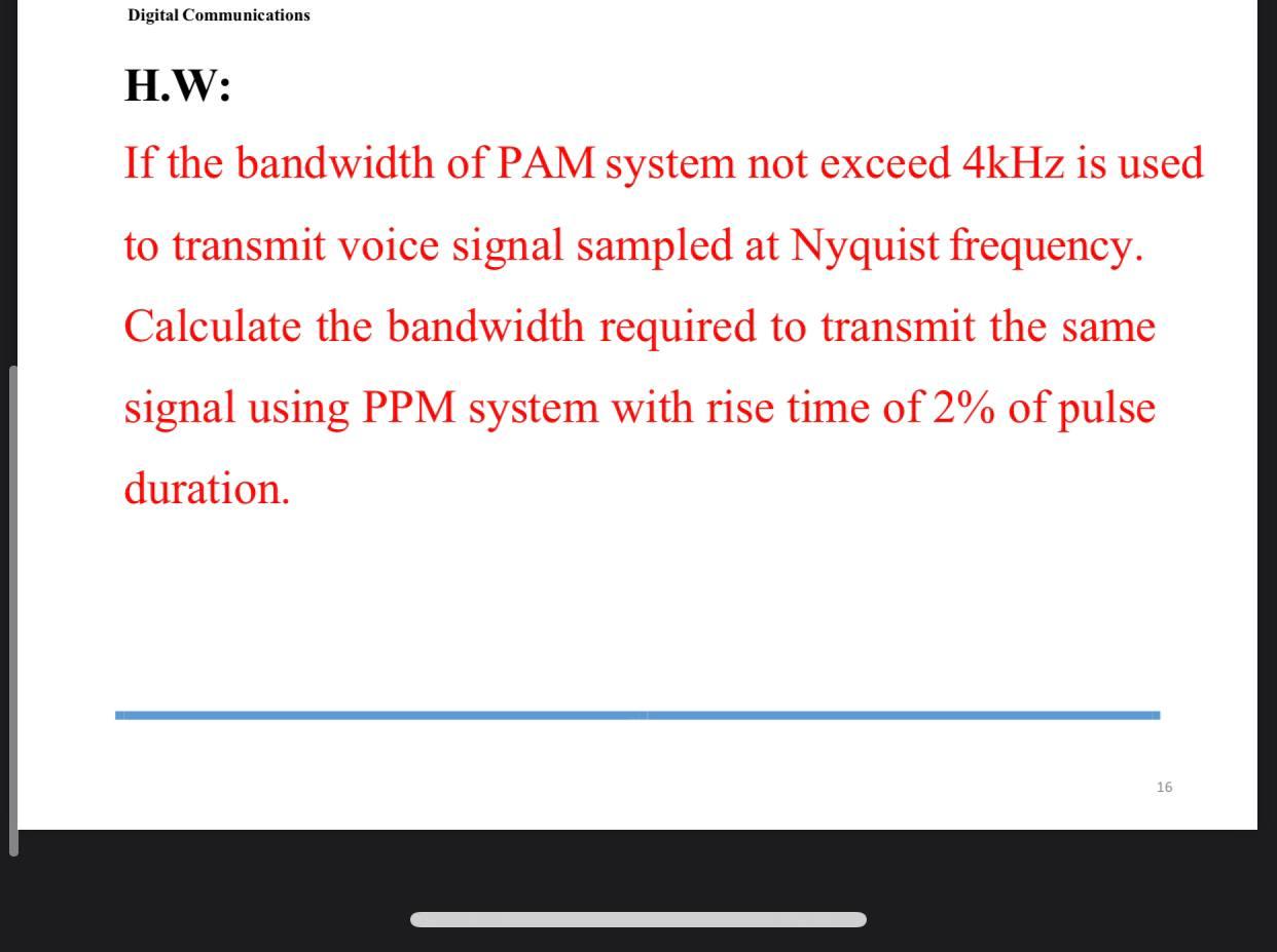 Solved Digital Communications H.W If the bandwidth of PAM